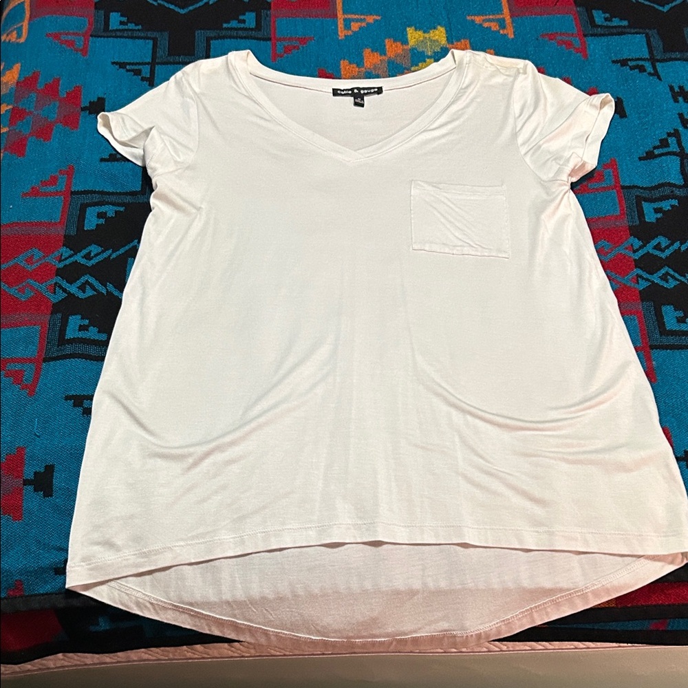 White V-Neck Women's Top